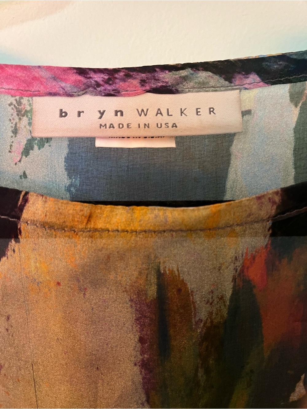Bryn Walker Silk Multicolor Abstract Layered Tunic with Yellow Underlayer - Picture 6 of 12